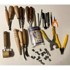 Leather Craft Tool Lot Rivet Setter Hole Punch Stitching Tools Mixed Set